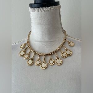 Monet Vintage Gold Tone 70s Gilt Vanilla Colored Magnificent Luxurious Necklace